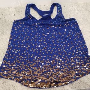 Express blue and bronze sequin tank sz S